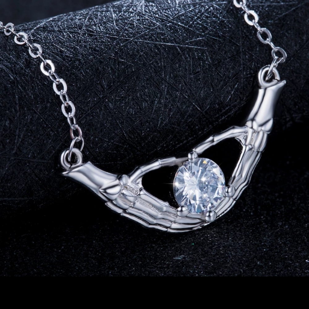 Skeleton Hand Claddagh Necklace